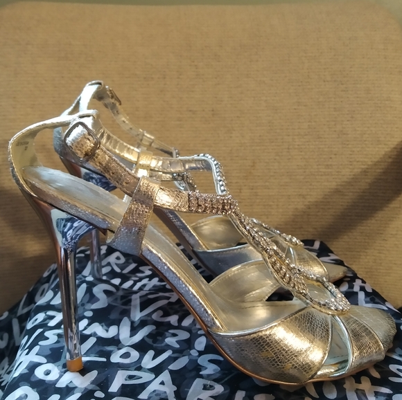 Aldo silver formal high heels w/ gem twist detail - Picture 4 of 7